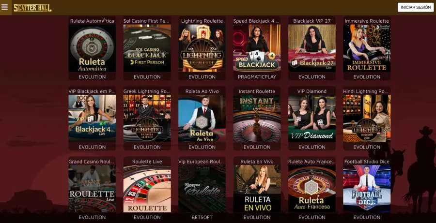 Oferta de Juegos de Casino en Vivo ScatterHall
